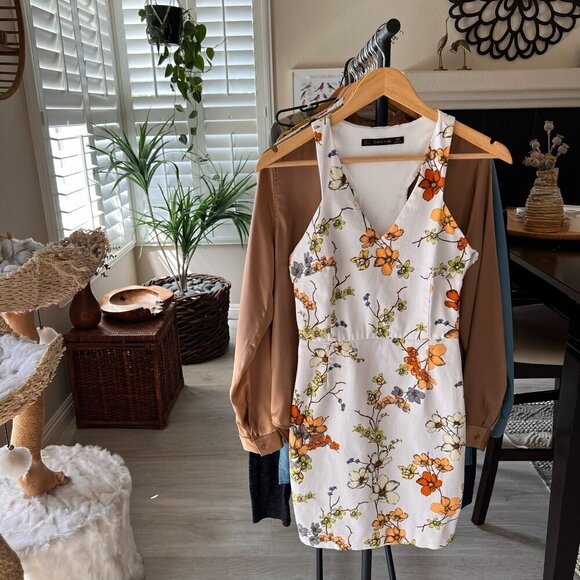 Zara Dress Womens Size Small White Floral Sleeveless Cottagecore Side Zipper - Picture 16 of 16